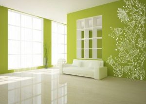kombinasi dinding warna hijau dan putih