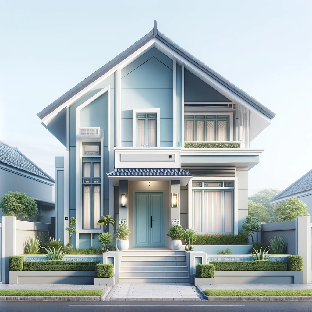 Kombinasi Cat Rumah Warna Biru Muda dan Putih - Sinar Mas Land