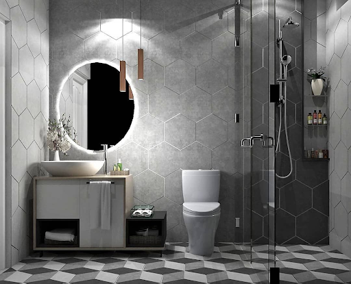 Desain Kamar Mandi Monokrom