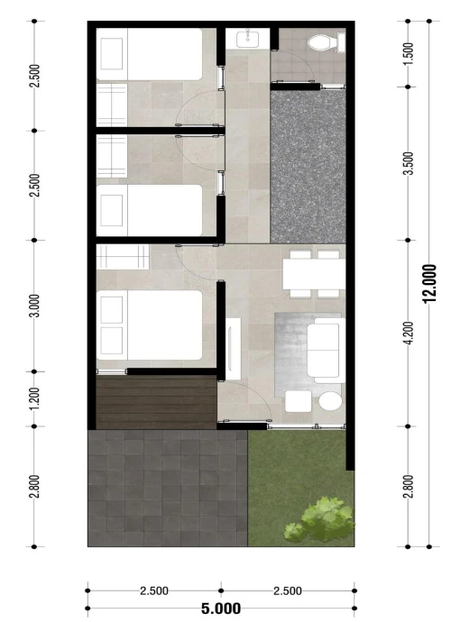 Tipe 36 (3 Kamar Tidur)